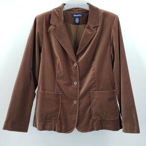 Vintage Denim & Co Velvet Blazer Jacket Womens L Brown Academia Eclectic Grandpa